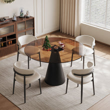 Load image into Gallery viewer, Round Dining Table With Tempered Glass Top - Black / Brown