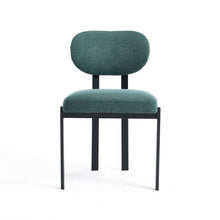 Load image into Gallery viewer, Chenille Metal Partially Open Back Dining Room Side Chairs (Set of 2) - Black
