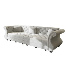 Load image into Gallery viewer, Oversized Chesterfield Pull Out Sofa Bed, Roll Arm Couch With Flower Tufting For Living Room