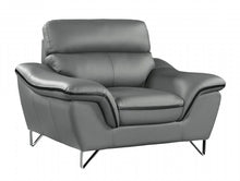 Load image into Gallery viewer, Leather Match Solid Color Pillow Top Arms Silver Legs - Gray