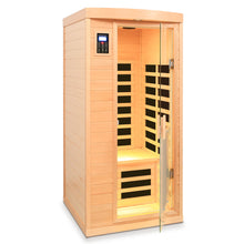 Load image into Gallery viewer, Low Emf Front Door With Heating Panel 1 People Hemlock Far Infrared Indoor Sauna Room - Natural