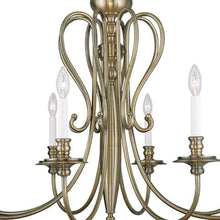 Load image into Gallery viewer, 32" Eight Light Dimmable Chandelier With Shades - Antiqued Brass