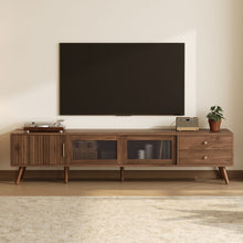 Load image into Gallery viewer, Doors TV Stand For TVs Up To 85", Entertainment Center With Storage Cabinets, TV Media Console Table For Living Room - Natural