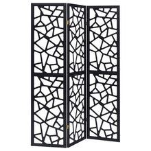 Load image into Gallery viewer, 3 Panel Folding Screen With Mosaic Cutout Design - Black