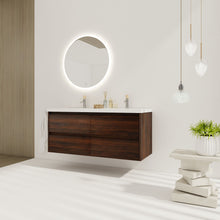 Load image into Gallery viewer, Modern Floating Bathroom Vanity With Dual Resin Sink, Soft Close Drawers