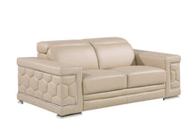 Load image into Gallery viewer, Genuine Leather Love Seat - Silver / Beige