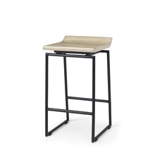 Load image into Gallery viewer, 25" Solid Wood And Metal Low Back Counter Height Bar Chair - Black / Natural