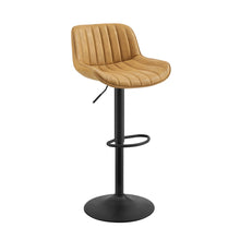 Load image into Gallery viewer, Faux Leather And Steel Swivel Low Back Adjustable Height Bar Chairs With Footrest 42" (Set of 2) - Yellow and Black
