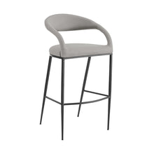 Load image into Gallery viewer, 26" Contemporary Faux Leather And Iron Low Back Counter Height Bar Chair - Gray