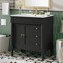 Load image into Gallery viewer, Bathroom Vanity With Ceramic Sink, 2 Doors 3 Drawers, Soft Close Design
