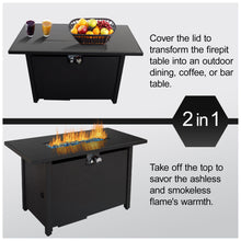 Load image into Gallery viewer, Outdoor Fire Pit Table With Lid - Black - Steel