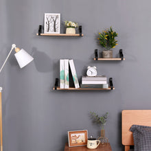 Load image into Gallery viewer, Floating Shelves, Long Wall Shelves (Set of 3), Wall Mounted Shelves & Brackets For Bedroom - Natural Wood