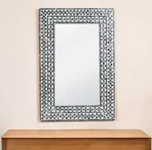 Load image into Gallery viewer, 36" Geometric Mosaic Capiz Shell Framed Accent Mirror - White