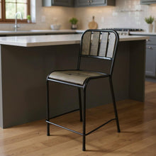 Load image into Gallery viewer, 25" Iron Counter Height Bar Chair - Brown And Black