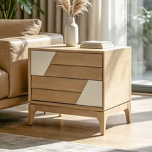 Load image into Gallery viewer, Japandi 2 Drawer Nightstand With Geometric Design