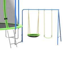Load image into Gallery viewer, 12Ft Trampoline With Slide And Swings, Astm Approved Large Recreational Trampoline With Basketball Hoop And Ladder, Outdoor Backyard Trampoline With Net, Capacity For Kids And Adults - Green / Blue