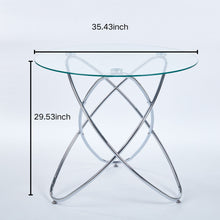 Load image into Gallery viewer, Metal Leg Dining Table With Tempered Glass Top