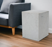 Load image into Gallery viewer, 20" Marble Square Block End Table - White