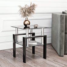 Load image into Gallery viewer, Modern Tempered Glass Tea Table, End Square Table For Living Room - Black