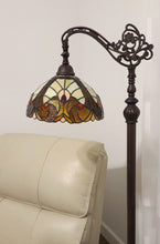Load image into Gallery viewer, Traditional Shaped Floor Lamp With Brown And Red Stained Glass Bowl Shade - Brown