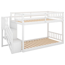 Load image into Gallery viewer, Twin Over Twin Floor Bunk Bed, Ladder With Storage