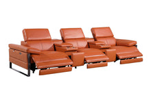 Load image into Gallery viewer, Top Grain Leather Reclining Metal USB Sofa (720346) - Camel