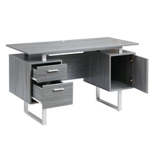 Load image into Gallery viewer, Pedestal Executive Desk With Two Drawers - Gray / Silver