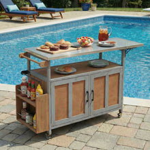 Load image into Gallery viewer, Foldable Outdoor Kitchen Island With Lockable Wheels, Storage Cabinet And Towel Rack For Patio