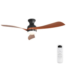 Load image into Gallery viewer, Ceiling Fan With Remote Controlled LED Light, 3 Blades, Reversible DC Motor, 6 Speeds, Dimmable, Flush Mount - Black