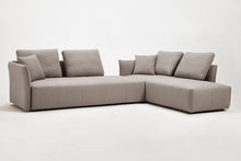 Load image into Gallery viewer, Polyester Modular L Shaped Two Piece Sofa Chaise Sectional Toss Pillows - Light Gray