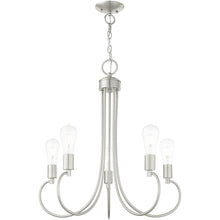 Load image into Gallery viewer, 26" Five-Light Dimmable Chandelier With Shades - Nickel