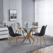 Load image into Gallery viewer, Dining Table With Cross Metal Leg And Tempered Glass, Modern Space Saving Kitchen Table For Living Room Legs, Square Table