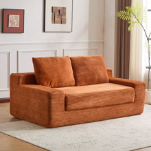 Load image into Gallery viewer, Loveseat Sofa, Comfortable Deep Seat Sofa Bed, Modern Small Corduroy Couch For Living Room Bedroom,Reversible Cushion With Pillows,No Assembly Required,Orange