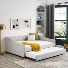 Load image into Gallery viewer, Upholstered Tufted Daybed With Drawers, Waved Arms