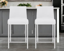 Load image into Gallery viewer, 24" Steel Low Back Counter Height Bar Chairs (Set of 2) - White And Silver