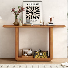 Load image into Gallery viewer, Console Table With Curved Corners And U Base Design - Natural Wood Veneer - Natural