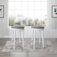 Load image into Gallery viewer, 360° Swivel Wooden Barstools With Upholstered Seat, Counter Height (Set of 2)