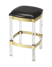 Load image into Gallery viewer, Acrylic Backless Counter Height Bar Chair - Brown / Clear