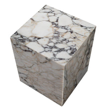 Load image into Gallery viewer, 20" Marble Square Block End Table - Ivory