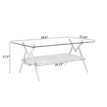 Load image into Gallery viewer, Rectangle Coffee Table With Tempered Glass Top And Shelf, Modern Table For Living Room