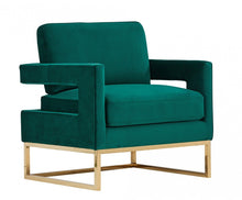 Load image into Gallery viewer, Stylish Velvet Steel Chair - Green And Gold