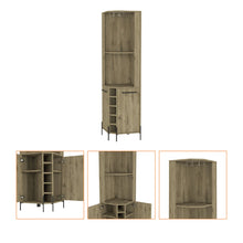 Load image into Gallery viewer, 71" Wood Corner Bar Cabinet With Two Doors - Brown