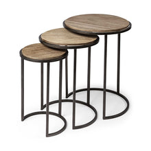 Load image into Gallery viewer, Solid Wood Round End Table (Set of 3) - Black And Brown