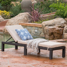 Load image into Gallery viewer, Puerta - Chaise Lounge Frame Cushion Outdoor Wicker Iron - Beige / Dark Brown
