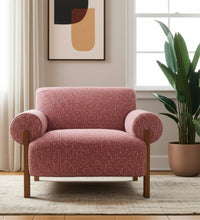 Load image into Gallery viewer, 39" Woven Upholstery And Solid Wood Arm Chair - Copper / Brown