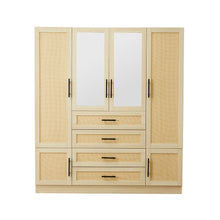 Load image into Gallery viewer, 70" Wood And Rat Mirro Six Door Four Drawer Combo Dresser - Natural