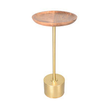 Load image into Gallery viewer, Solid Wood Aluminum Round Pedestal End Table - Brown / Gold