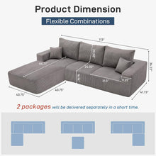 Load image into Gallery viewer, Modular Sectional Sofa With Ottoman, USB And Type C Charger, Petal Armrest Design