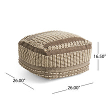 Load image into Gallery viewer, Rustic Wool And Cotton Large Pouf, Handcrafted Tufted Design - Brown / Beige