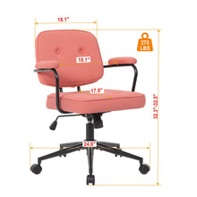 Load image into Gallery viewer, Button Mid Back Swivel Desk Chair With Curved Armrest - Pink